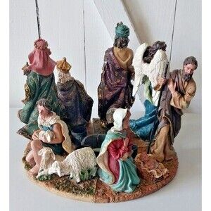 Holy Family Advent 4 Pc. Set Resin Figures Scene Centerpiece Holds Taper Candles